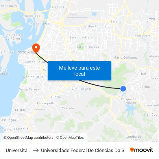 Universitária to Universidade Federal De Ciências Da Saúde map