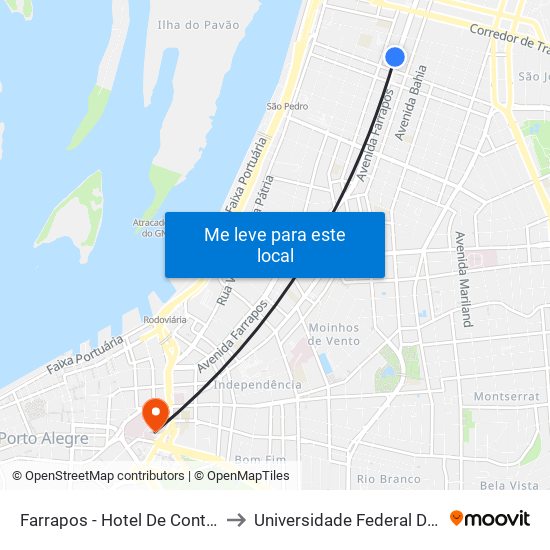 Farrapos - Hotel De Conto (Fora Do Corredor) to Universidade Federal De Ciências Da Saúde map