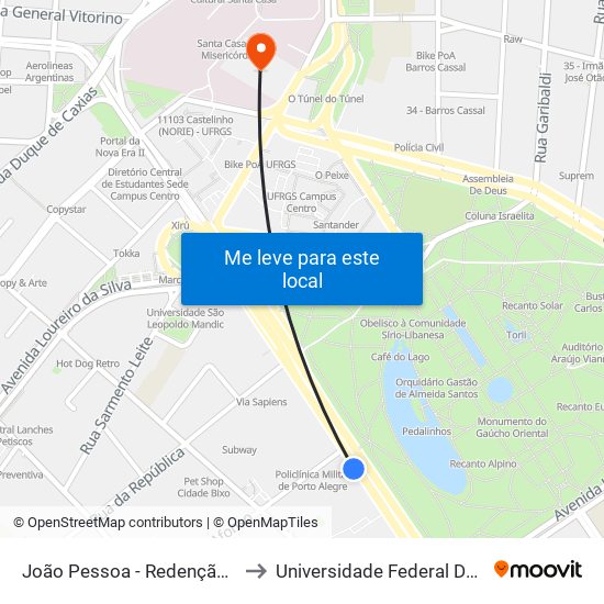 João Pessoa - Redenção (Fora Do Corredor) to Universidade Federal De Ciências Da Saúde map