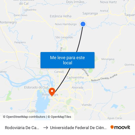 Rodoviária De Campo Bom to Universidade Federal De Ciências Da Saúde map