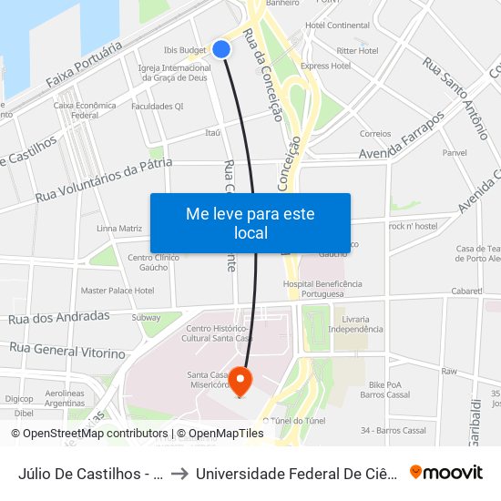 Júlio De Castilhos - Rodoviária to Universidade Federal De Ciências Da Saúde map