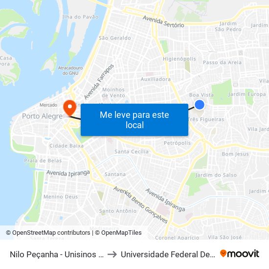 Nilo Peçanha - Unisinos / Colégio Anchieta to Universidade Federal De Ciências Da Saúde map