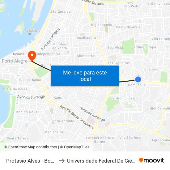 Protásio Alves - Bom Jesus Cb to Universidade Federal De Ciências Da Saúde map