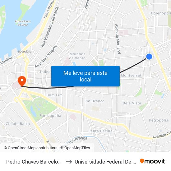 Pedro Chaves Barcelos - Campos Sáles to Universidade Federal De Ciências Da Saúde map