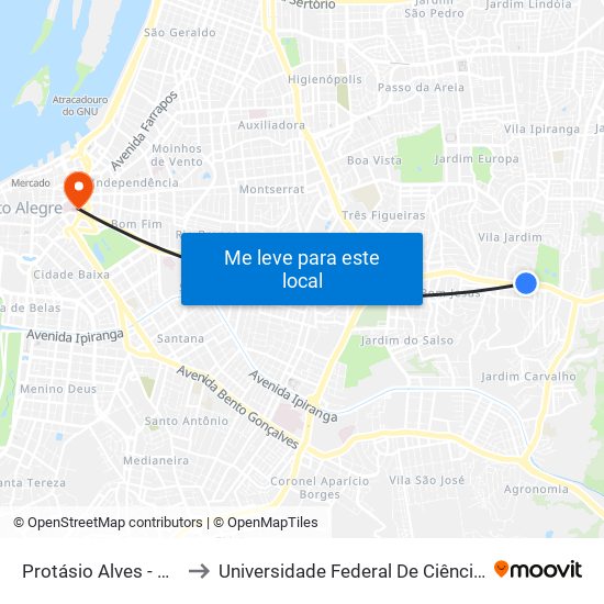 Protásio Alves - Carumbé to Universidade Federal De Ciências Da Saúde map