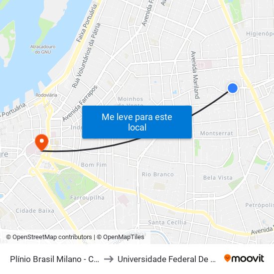 Plínio Brasil Milano - Carlos Trein Filho to Universidade Federal De Ciências Da Saúde map