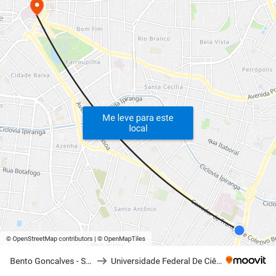 Bento Goncalves - São Jorge Cb to Universidade Federal De Ciências Da Saúde map