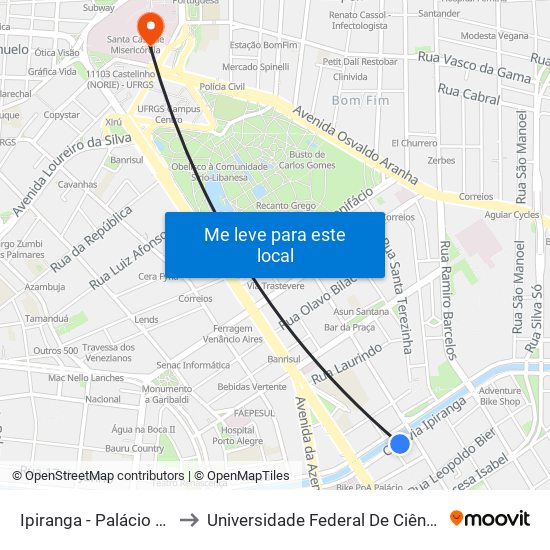 Ipiranga - Palácio Da Polícia to Universidade Federal De Ciências Da Saúde map