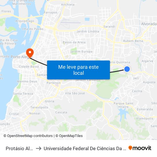 Protásio Alves to Universidade Federal De Ciências Da Saúde map