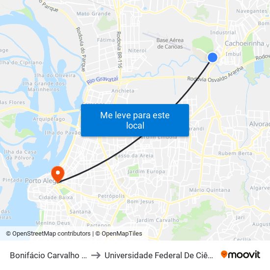 Bonifácio Carvalho Bernardes to Universidade Federal De Ciências Da Saúde map