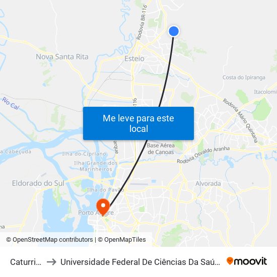 Caturrita to Universidade Federal De Ciências Da Saúde map