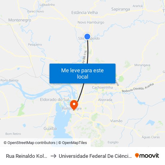 Rua Reinaldo Koling, 419 to Universidade Federal De Ciências Da Saúde map