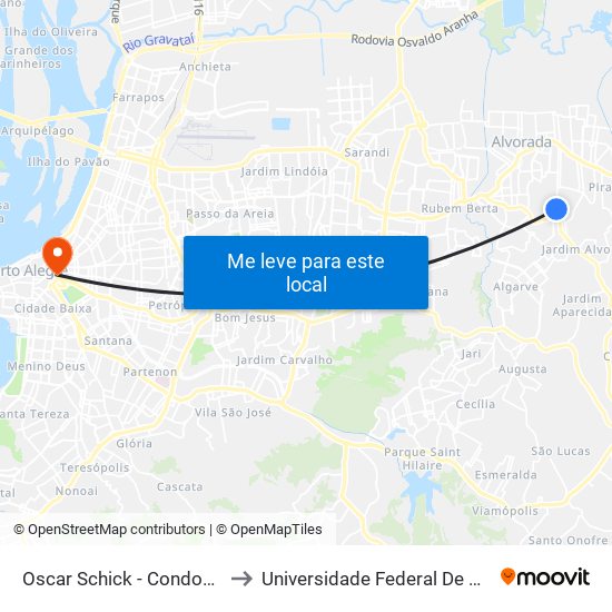 Oscar Schick - Condomínio Bela Vista to Universidade Federal De Ciências Da Saúde map