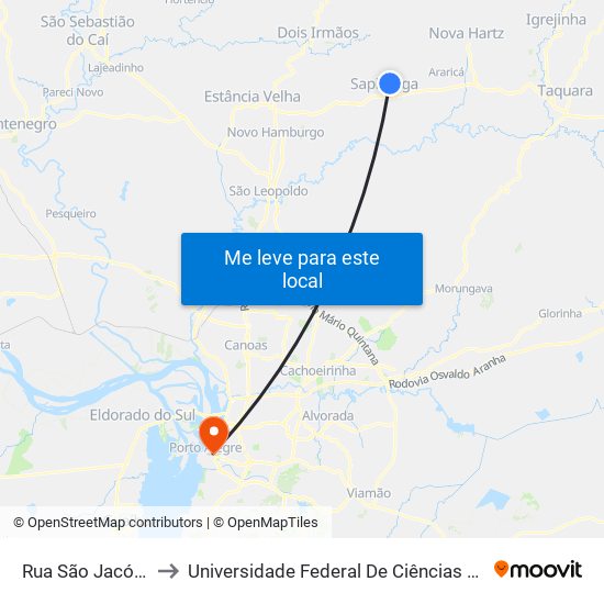 Rua São Jacó, 300 to Universidade Federal De Ciências Da Saúde map