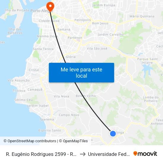 R. Eugênio Rodrigues 2599 - Restinga Porto Alegre - Rs 91790-060 Brasil to Universidade Federal De Ciências Da Saúde map