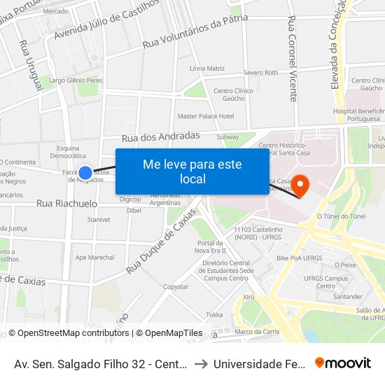 Av. Sen. Salgado Filho 32 - Centro Histórico Porto Alegre - Rs 90010-221 Brasil to Universidade Federal De Ciências Da Saúde map