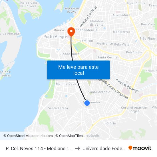 R. Cel. Neves 114 - Medianeira Porto Alegre - Rs 90870-280 Brasil to Universidade Federal De Ciências Da Saúde map
