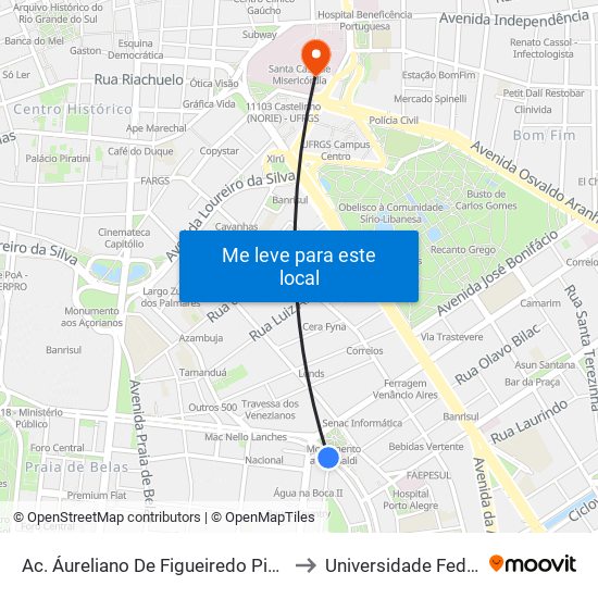 Ac. Áureliano De Figueiredo Pinto 214 Porto Alegre - Rs 90050-000 Brasil to Universidade Federal De Ciências Da Saúde map