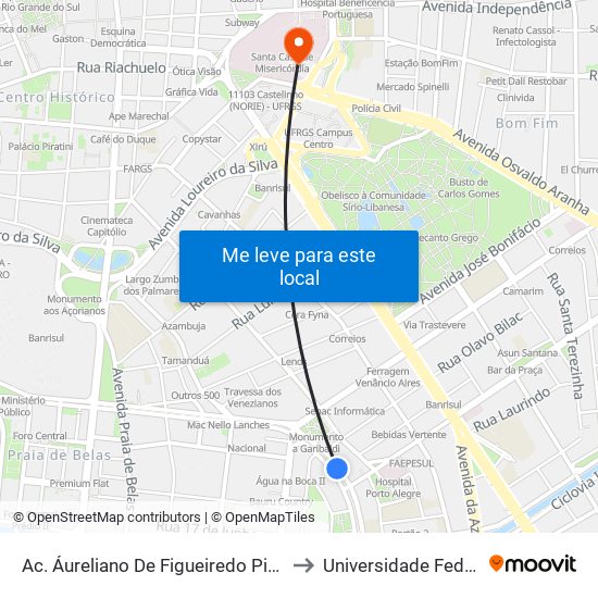 Ac. Áureliano De Figueiredo Pinto 1941 - Azenha Porto Alegre - Rs Brasil to Universidade Federal De Ciências Da Saúde map