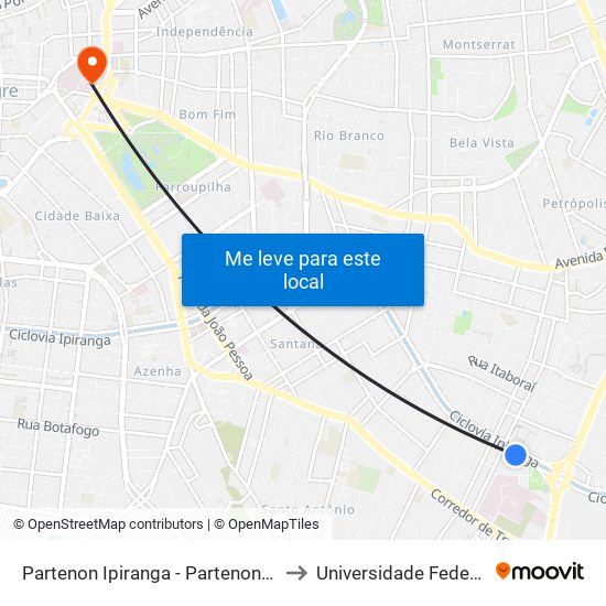 Partenon Ipiranga - Partenon Porto Alegre - Rs 90450-190 Brasil to Universidade Federal De Ciências Da Saúde map