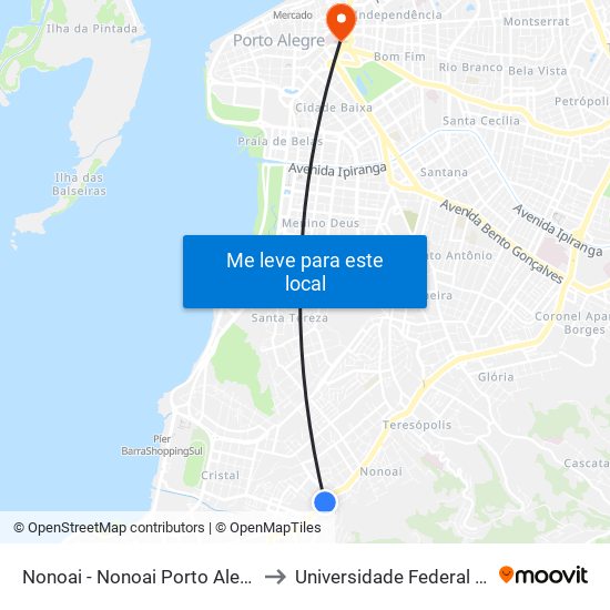Nonoai - Nonoai Porto Alegre - Rs 91720-000 Brasil to Universidade Federal De Ciências Da Saúde map