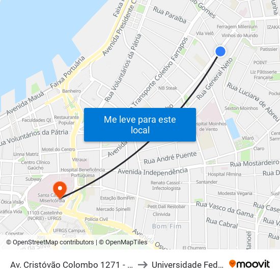 Av. Cristóvão Colombo 1271 - Centro Porto Alegre - Rs 90560-002 Brasil to Universidade Federal De Ciências Da Saúde map