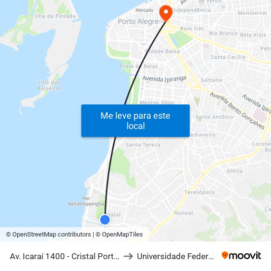 Av. Icaraí 1400 - Cristal Porto Alegre - Rs 90810-000 Brasil to Universidade Federal De Ciências Da Saúde map