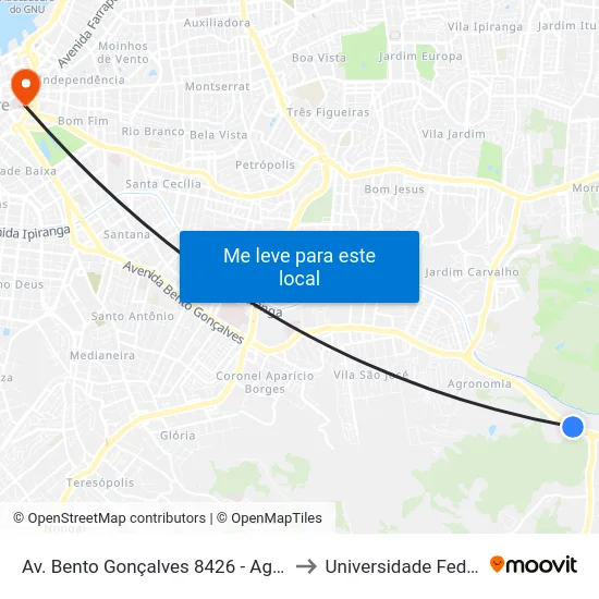 Av. Bento Gonçalves 8426 - Agronomia Porto Alegre - Rs 91540-000 Brasil to Universidade Federal De Ciências Da Saúde map