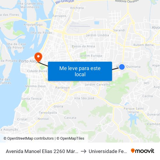 Avenida Manoel Elias 2260 Mário Quintana Porto Alegre - Rs 91240-260 Brasil to Universidade Federal De Ciências Da Saúde map