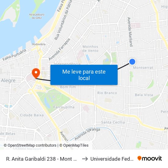 R. Anita Garibaldi 238 - Mont Serrat Porto Alegre - Rs 90480-200 Brasil to Universidade Federal De Ciências Da Saúde map