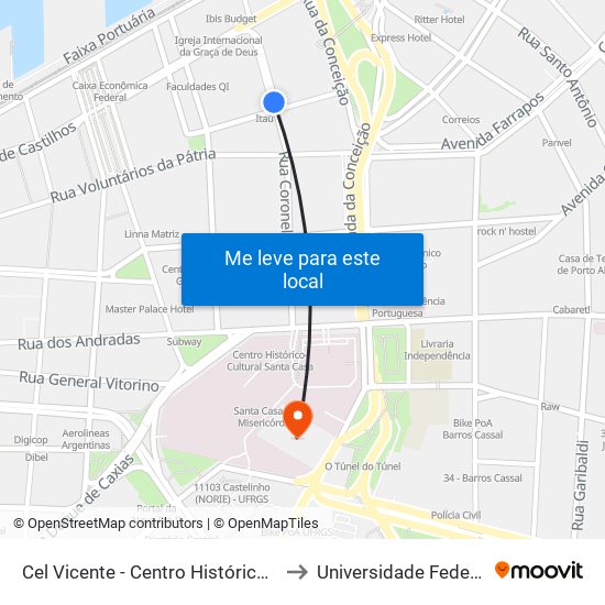 Cel Vicente - Centro Histórico Porto Alegre - Rs 90030-040 Brasil to Universidade Federal De Ciências Da Saúde map