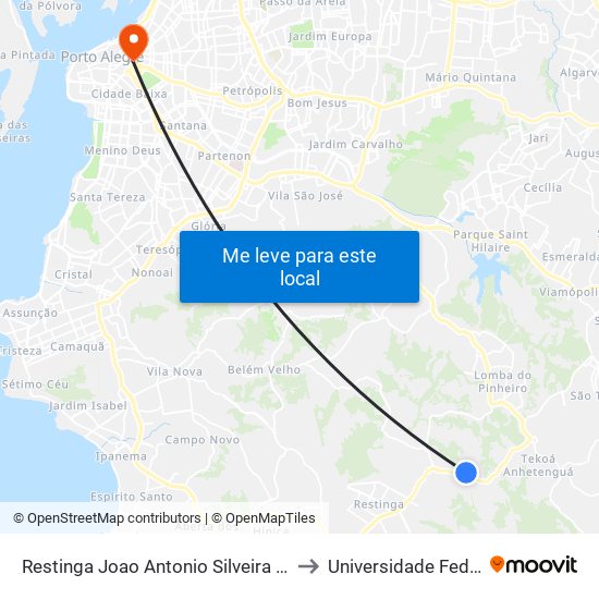 Restinga Joao Antonio Silveira - Lomba Do Pinheiro Porto Alegre - Rs Brasil to Universidade Federal De Ciências Da Saúde map