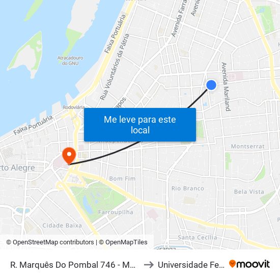 R. Marquês Do Pombal 746 - Moinhos De Vento Porto Alegre - Rs 91710-010 Brasil to Universidade Federal De Ciências Da Saúde map