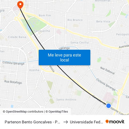 Partenon Bento Goncalves - Partenon Porto Alegre - Rs 90680-150 Brasil to Universidade Federal De Ciências Da Saúde map