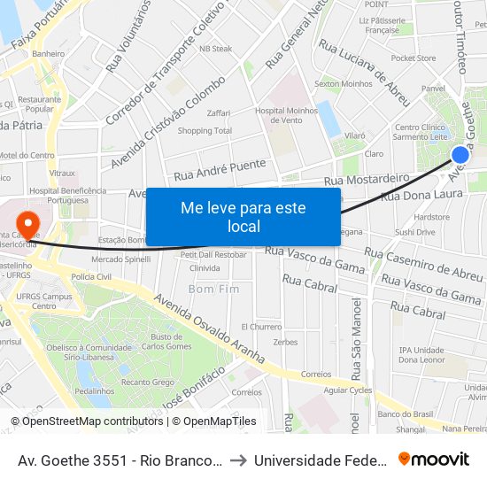 Av. Goethe 3551 - Rio Branco Porto Alegre - Rs 90430-100 Brasil to Universidade Federal De Ciências Da Saúde map