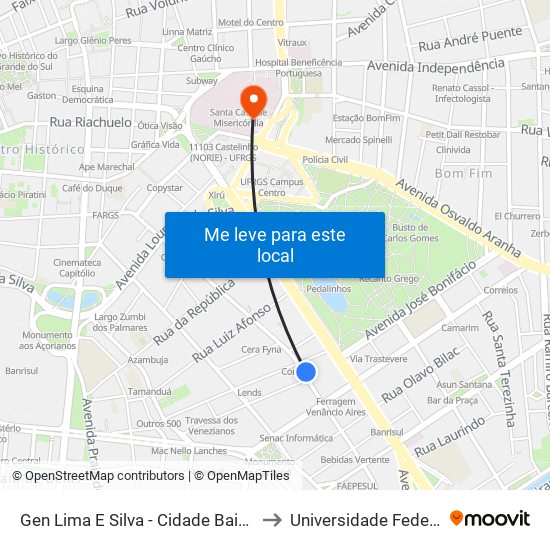 Gen Lima E Silva - Cidade Baixa Porto Alegre - Rs 90050-340 Brasil to Universidade Federal De Ciências Da Saúde map