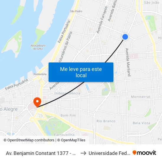 Av. Benjamin Constant 1377 - São João Porto Alegre - Rs 90550-002 Brasil to Universidade Federal De Ciências Da Saúde map