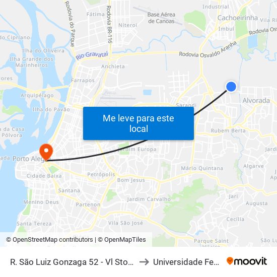 R. São Luiz Gonzaga 52 - Vl Sto Agostinho Porto Alegre - Rs 91175-120 Brasil to Universidade Federal De Ciências Da Saúde map
