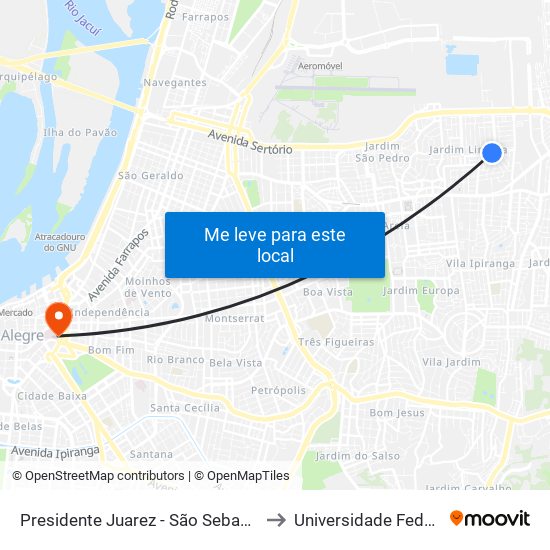 Presidente Juarez - São Sebastião Porto Alegre - Rs 91060-440 Brasil to Universidade Federal De Ciências Da Saúde map