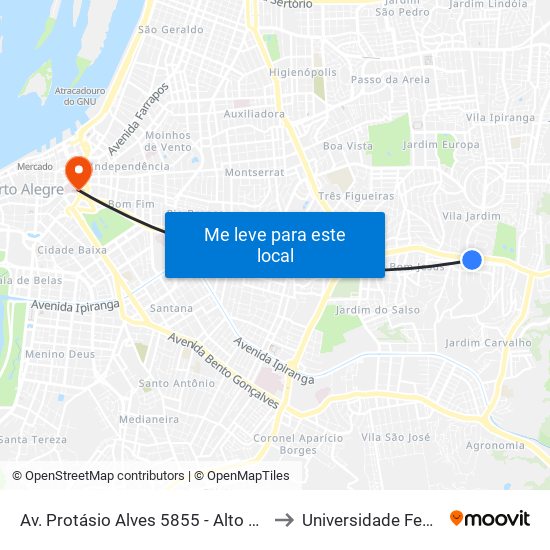 Av. Protásio Alves 5855 - Alto Petrópolis Porto Alegre - Rs 91420-070 Brasil to Universidade Federal De Ciências Da Saúde map