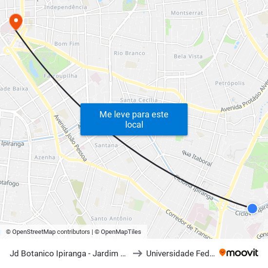 Jd Botanico Ipiranga - Jardim Botânico Porto Alegre - Rs 90160-092 Brasil to Universidade Federal De Ciências Da Saúde map