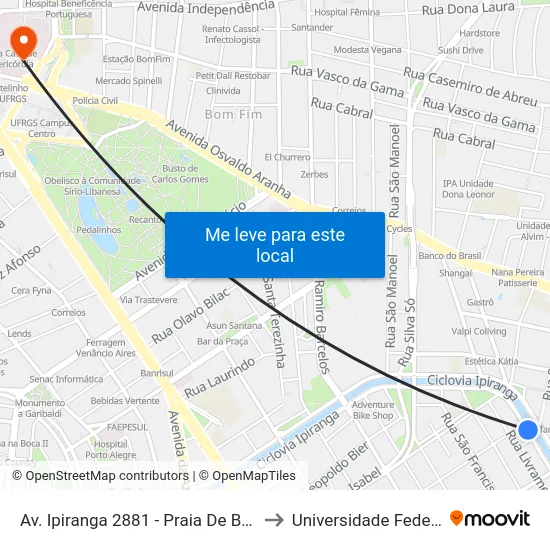 Av. Ipiranga 2881 - Praia De Belas Porto Alegre - Rs 90160-091 Brasil to Universidade Federal De Ciências Da Saúde map