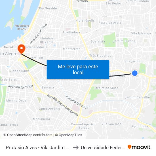 Protasio Alves - Vila Jardim Porto Alegre - Rs 91420-070 Brasil to Universidade Federal De Ciências Da Saúde map