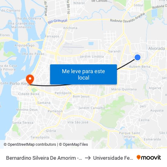 Bernardino Silveira De Amorim - Rubem Berta Porto Alegre - Rs 91160-624 Brasil to Universidade Federal De Ciências Da Saúde map