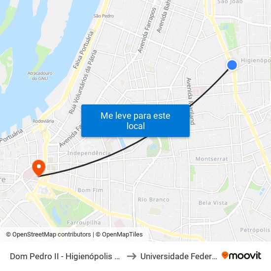 Dom Pedro II - Higienópolis Porto Alegre - Rs 90830-470 Brasil to Universidade Federal De Ciências Da Saúde map