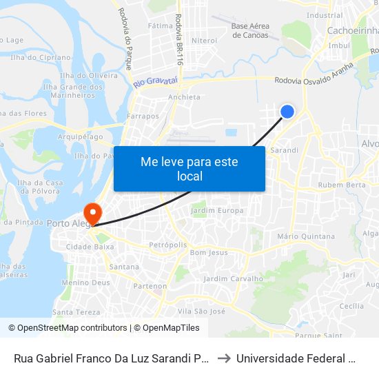 Rua Gabriel Franco Da Luz Sarandi Porto Alegre - Rs 91120-600 Brasil to Universidade Federal De Ciências Da Saúde map