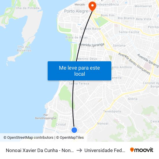 Nonoai Xavier Da Cunha - Nonoai Porto Alegre - Rs 90830-180 Brasil to Universidade Federal De Ciências Da Saúde map