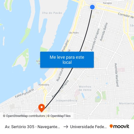 Av. Sertório 305 - Navegantes Porto Alegre - Rs 91020-001 Brasil to Universidade Federal De Ciências Da Saúde map