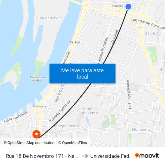 Rua 18 De Novembro 171 - Navegantes Porto Alegre - Rs 90240-040 Brasil to Universidade Federal De Ciências Da Saúde map