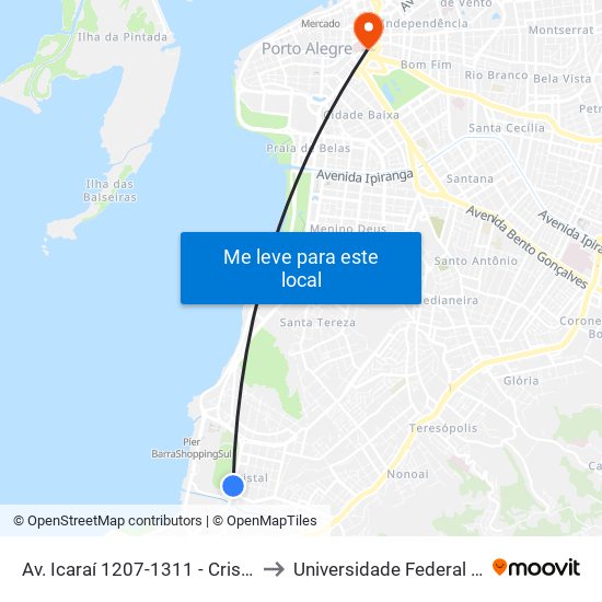 Av. Icaraí 1207-1311 - Cristal Porto Alegre - Rs Brasil to Universidade Federal De Ciências Da Saúde map
